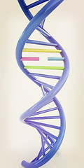 Image showing DNA structure model on white. 3d illustration. Vintage style