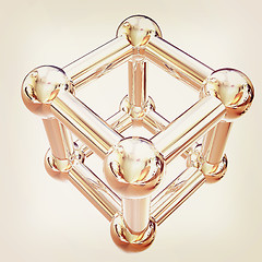 Image showing Structural chemical formula and model of molecule, 3d object ill