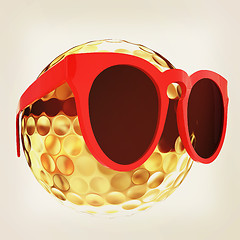 Image showing Golf Ball With Sunglasses. 3d illustration. Vintage style