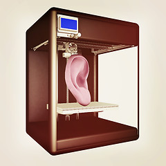 Image showing Medical 3d printer for duplication of human ear. 3D Bio-printer.