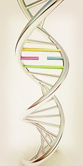 Image showing DNA structure model on white. 3d illustration. Vintage style