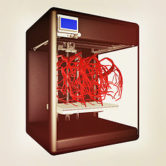 Image showing Medical 3d printer for duplication of veins. 3D Bio-printer. 3d 