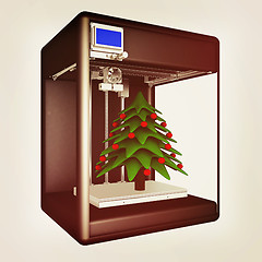 Image showing 3d printer during work on the Christmas tree. 3d illustration. V
