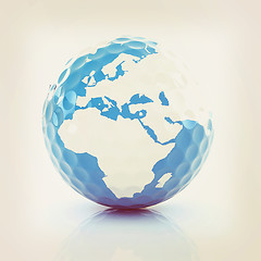 Image showing Conceptual 3d illustration. Golf ball world globe. Vintage style