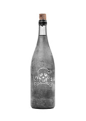 Image showing Old bottle with poison inside, covered in dust