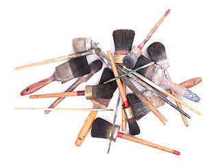 Image showing Collection of old paintbrushes