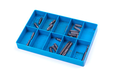 Image showing Screwdriver bits in a blue box