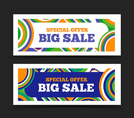 Image showing Big sale banner, special offer sale design. Rounded lines on background. Vector colorful design