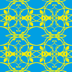 Image showing Abstract seamless background with yellow pattern on blue background