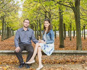 Image showing Couple in a Park in Autumn