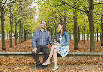 Image showing Happy Couple in a Park in Autumn