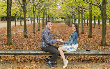 Image showing Happy Couple in a Park in Autumn