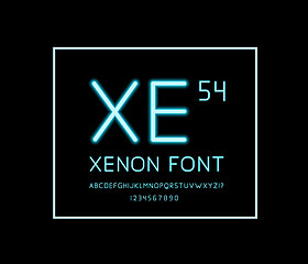 Image showing Xenon fonts on back background. Vector neon fonts