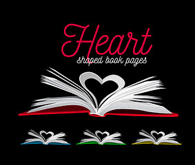 Image showing Heart from book pages. Vector illustration on black