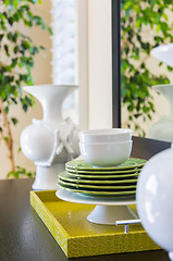 Image showing Apple Green Accents Decorative Dining Abstract in Home