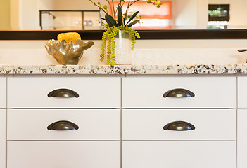 Image showing Classic Bathroom Granite Counter Top and Drawers Abstract