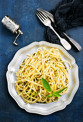 Image showing spaghetty with pesto