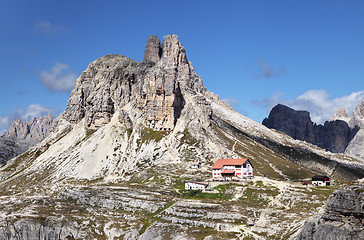 Image showing ITALY, DOLOMITES - SEPTEMBER 22, 2014 - Refuge in Dolomites mountains