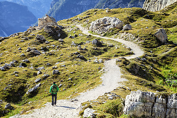 Image showing Trekking in Dolomites, Italy