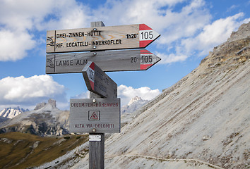 Image showing Singpost in the Dolomites