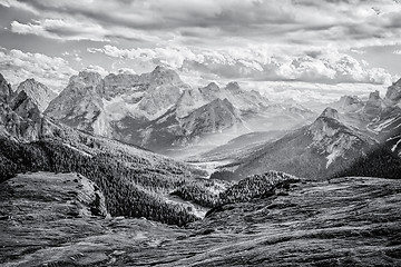 Image showing Dolomites, black and white landscape
