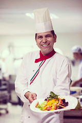 Image showing Chef showing a plate of tasty meal