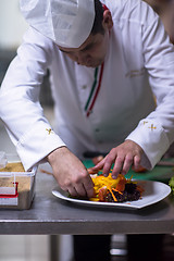 Image showing chef serving vegetable salad