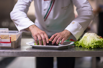 Image showing chef serving vegetable salad