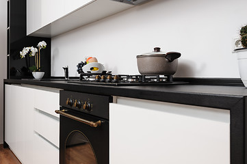 Image showing Modern classic black and white kitchen