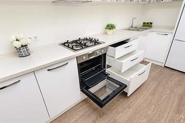 Image showing Modern white kitchen interior