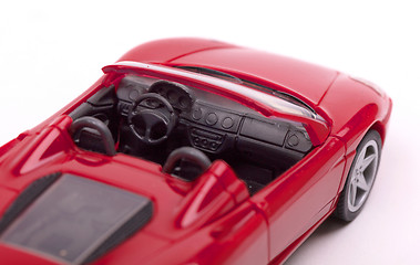 Image showing Red toy sports car interior