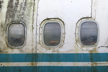 Image showing Windows of the blue airplane