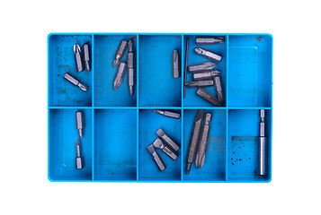 Image showing Screwdriver bits in a blue box