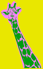 Image showing Giraffe picture over green background