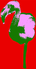 Image showing Flamingo picture over green background