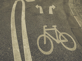 Image showing Vintage looking Bike lane sign