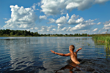 Image showing Bathing in the river