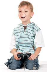 Image showing Boy playing with Joystick