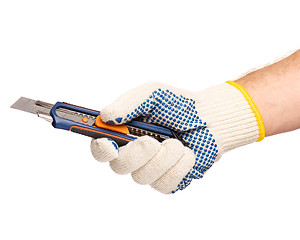 Image showing Hand with glove and knife