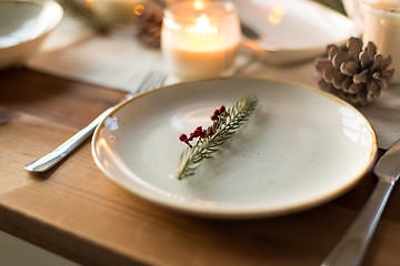 Image showing table setting for christmas dinner at home