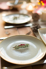 Image showing table served for christmas dinner at home