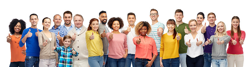 Image showing group of smiling people showing thumbs up