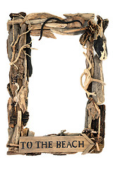 Image showing Driftwood Frame with Beach Sign
