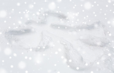 Image showing angel silhouette or print on snow surface