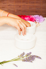 Image showing Preparing a woman\'s hands for a manicure