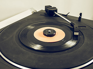 Image showing Vintage looking Vinyl record on turntable