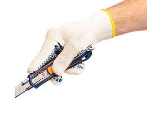 Image showing Hand with glove and knife
