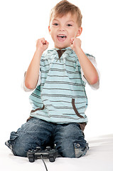 Image showing Boy playing with Joystick