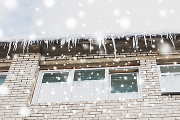 Image showing icicles on building or living house facade