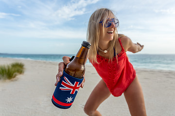 Image showing Beach beer and barbecue party